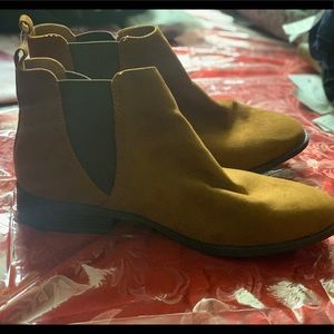 Tan suede slip on booties NEVER BEEN WORN